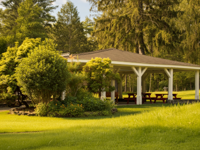 Outdoor pavilion at Never Alone Treatment Facility